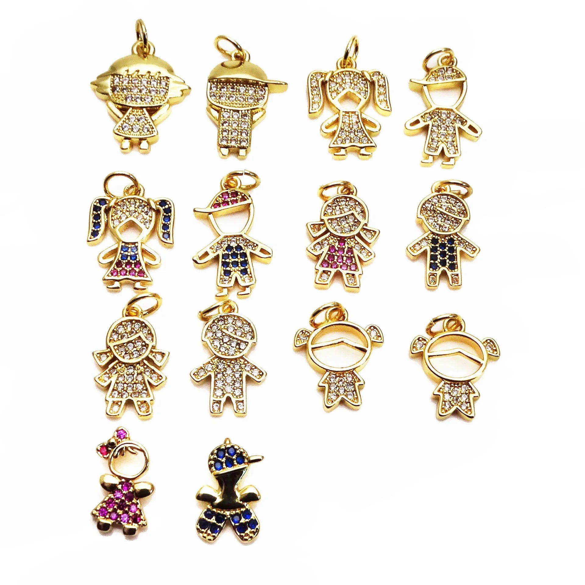 CZ Micro Pave Wholesale Rainbow Small Zircon Boy Girl Mens Gymnastics Italian Bracelet Charm Brass Men Pendant
