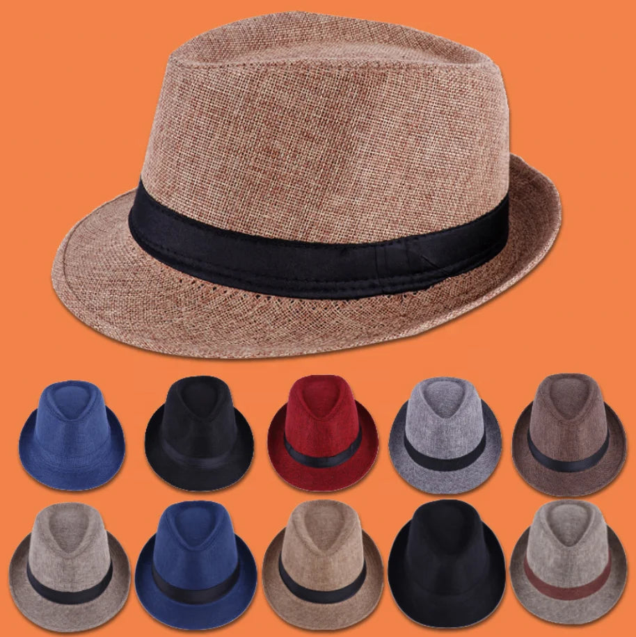 2026 Wholesale British Style Linen Formal Hat Outdoor Sun Straw Hat Sunshade Hats for Men