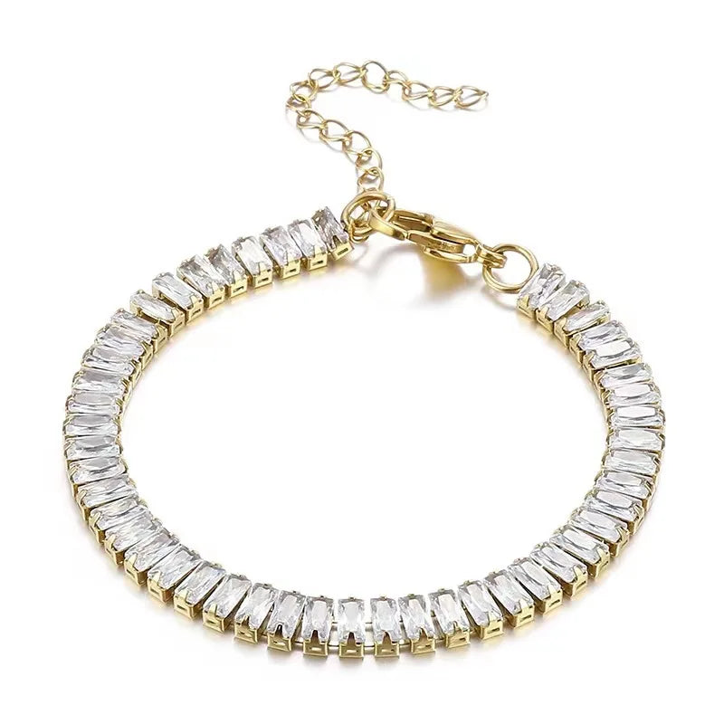 Nabest Stainless Steel Colorful Pave Cz Zircon Bracelet Women Jewelry Waterproof 18K Gold Plated Chain Tennis Bracelets