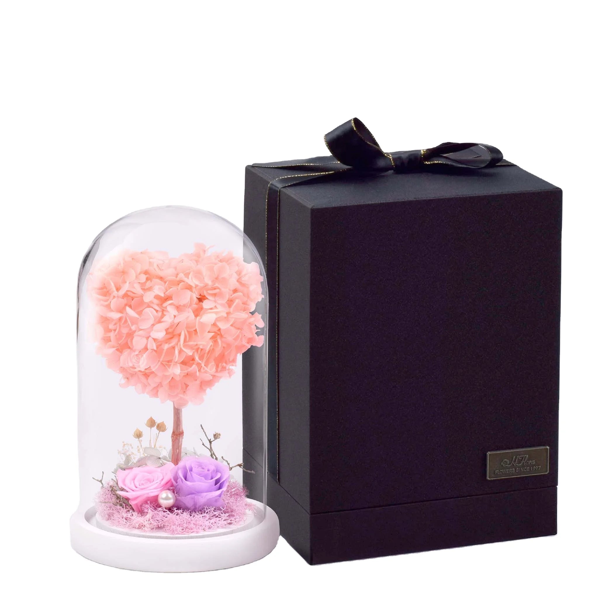 Valentine's Day Gift Customized Eternal  Real Gift Decorative Immortal Flower Pickled Roses Preserved Flower in Glass Dome