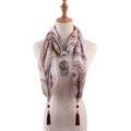 Fashion Polyester and Cotton Chiffon Floral Necklace Scarf with Water Drop Alloy Ornament