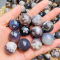 3cm Natural Polished Black Flower Agate Sphere Crystal Balls for Healing