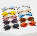 2025 New Style Small Oval Frameless Sunglasses Women Metal Frame Steampunk Retro Rimless Sunglasses