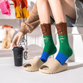 Custom Broken Hole Beggar Color-blocking New Medium-high Color-blocking Stitching Pile up Broken Hole Socks Cotton Socks