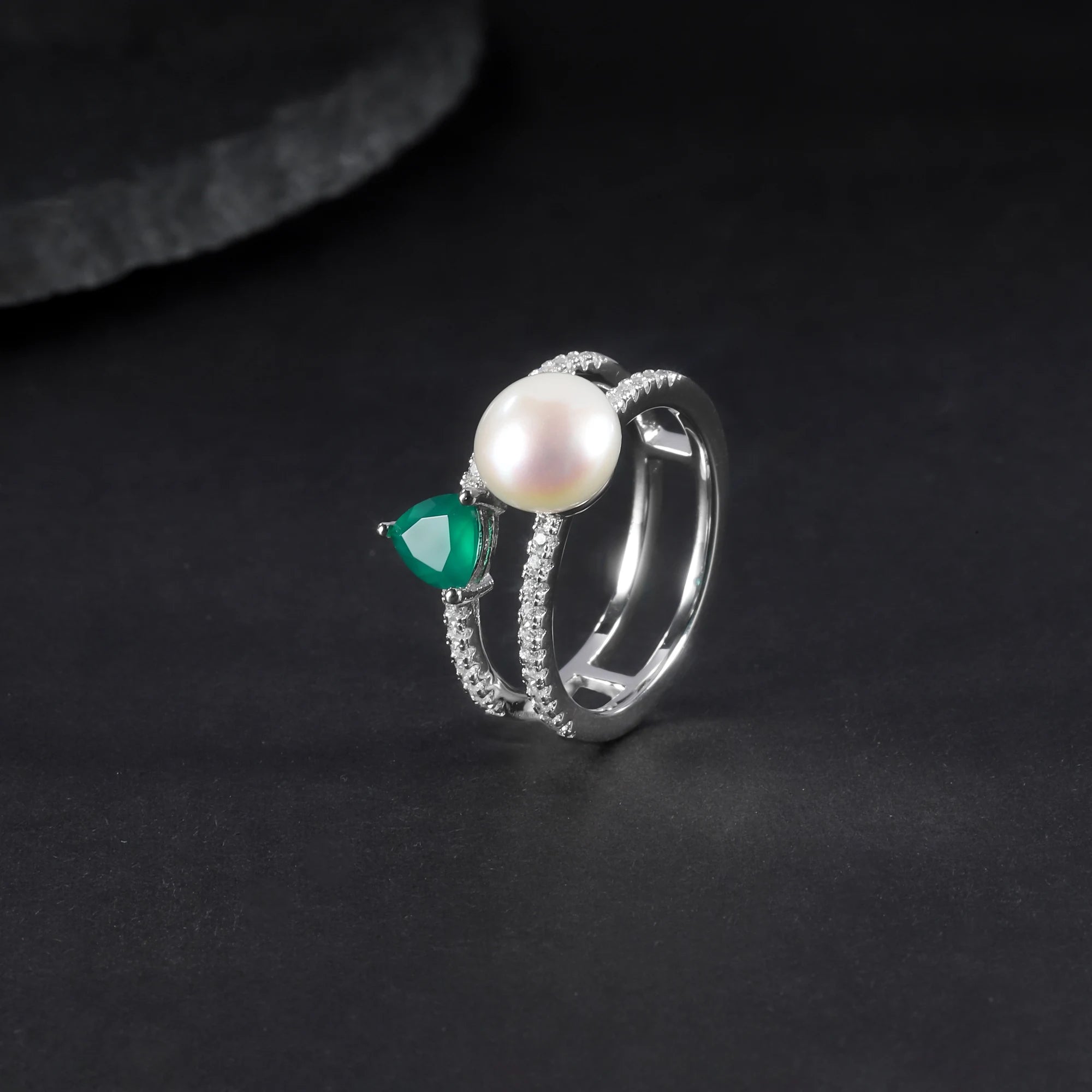 C5792 Abiding Jewelry Brand New 8mm White Fresh Water Pearl Wedding Jewelry Ring for Women Sterling Silver 925 Ring