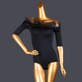 Latin Dance Dress - Collar Sleeve Adult Top Modern Female Practice Flower Cha-cha Black