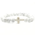 Classic Natural Stone with Texture  Christian Cross Beads for Fashion Bracelets