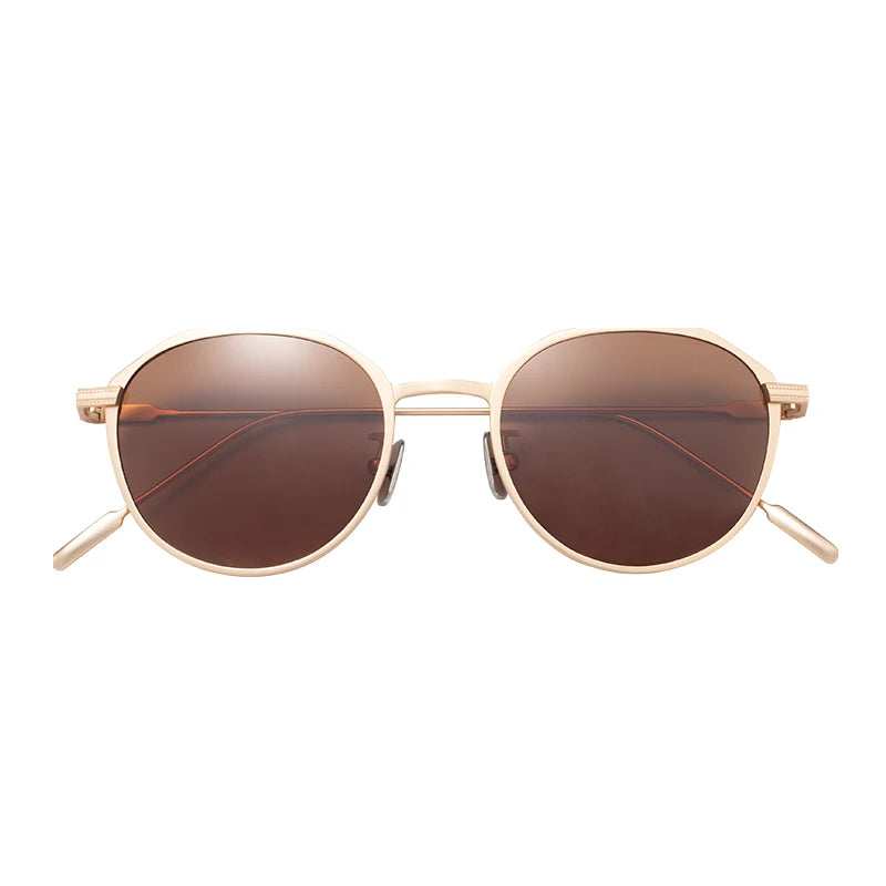 Pure Titanium Polarized TAC Lenses Full Rim Gold Frame Comfortable Lightweight Durable UV Protection Sunglasses for Men
