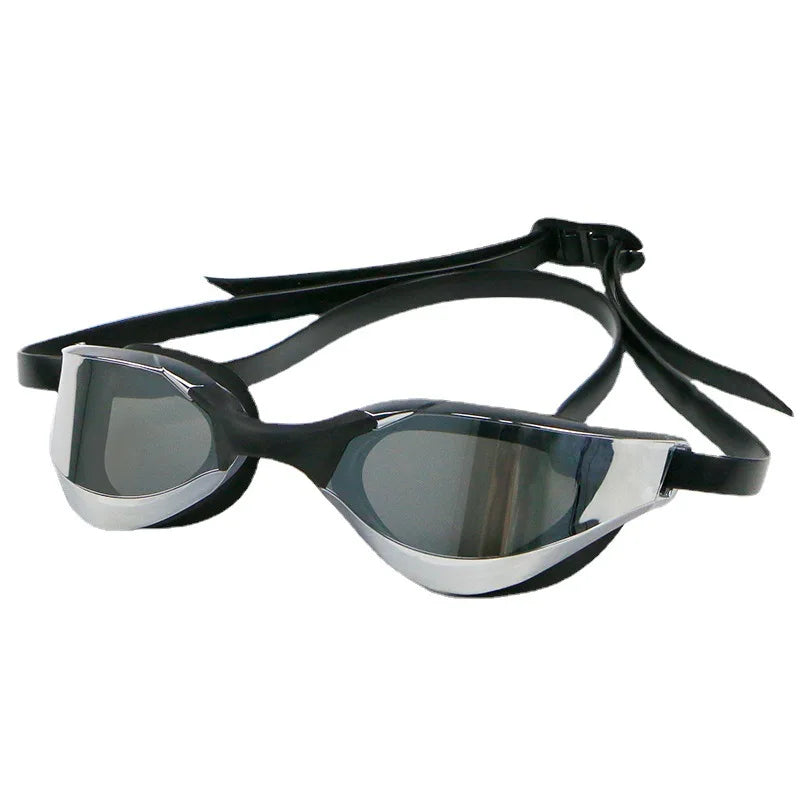 Professional Adult Silicone Outdoor Swimming Goggles Set Adjustable and Anti-Fog Features Black Color