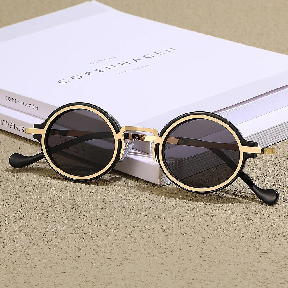 Twooo 40081 Fashion Classic Lightweight Round Metal Frame Punk Sunglasses Men