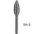 Hiizug SH-5 Rotary Files Burrs Power Tool Accessories Flame Shape 6.35mm 1/4 Inch Double Cut Solid Tungsten Carbide Burrs