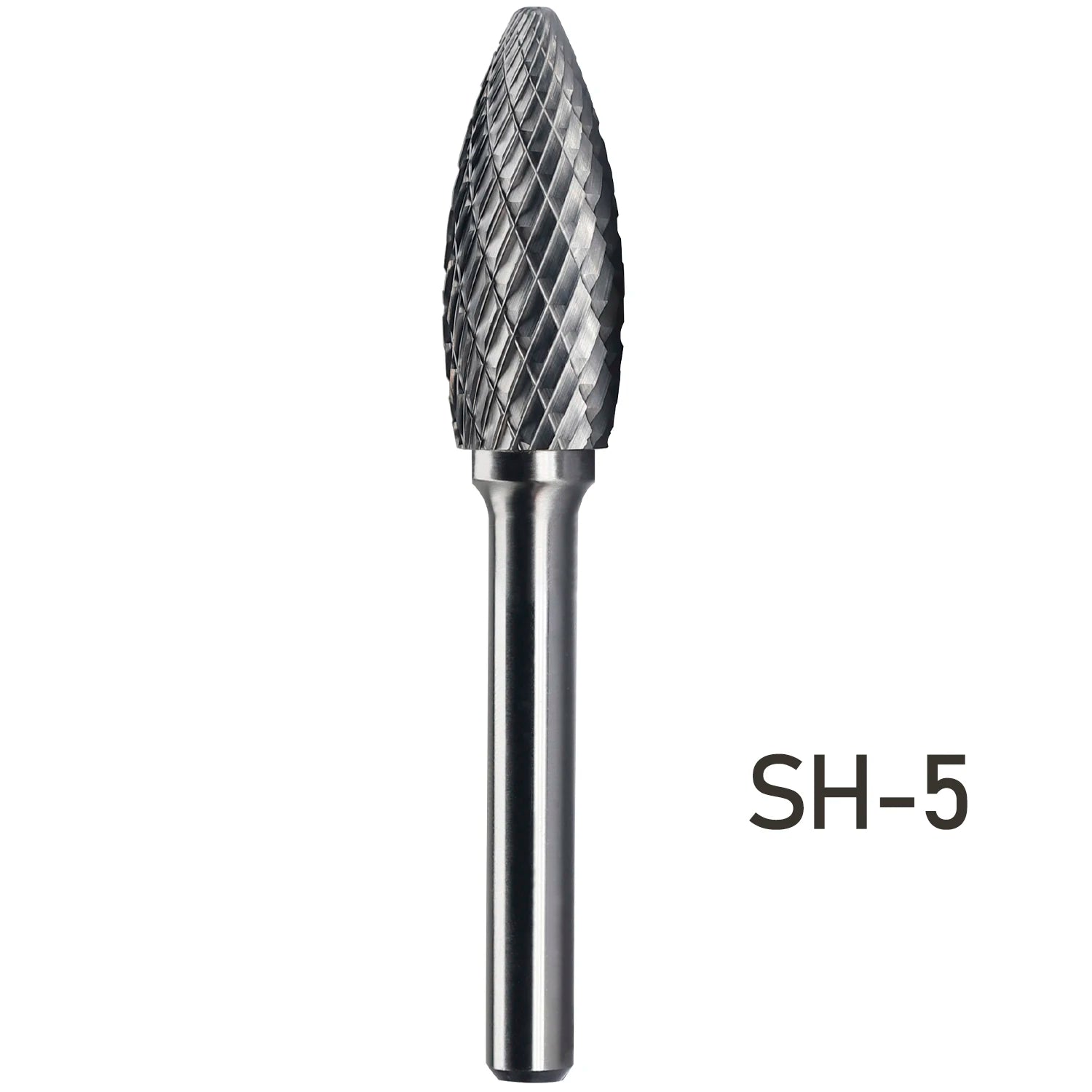 Hiizug SH-5 Rotary Files Burrs Power Tool Accessories Flame Shape 6.35mm 1/4 Inch Double Cut Solid Tungsten Carbide Burrs