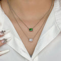 Foxi Fast Ship Radiant Cut Pendant Necklace Square Ice Transparent 8A Zircon Non Fade Vintage Women Silver 925 Necklace