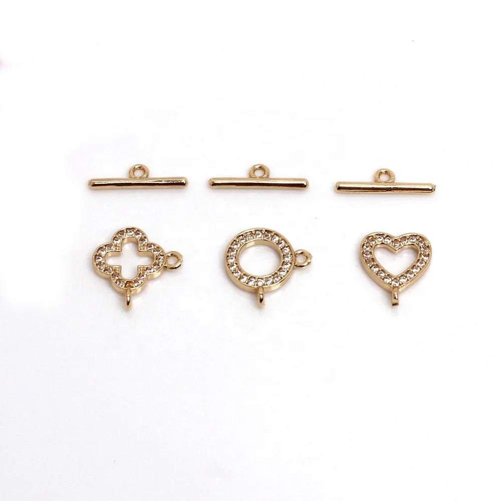 Brass 14k/18k Gold Plated Toggle Closure Connector Clasps 14mm for Necklace/Bracelet Making Jewelry DIY