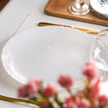Outdoor Wedding Floral 13Inch White Clear Gold Rim Green Irregular Glass Charger Plates for Hotel Event Party Decoration
