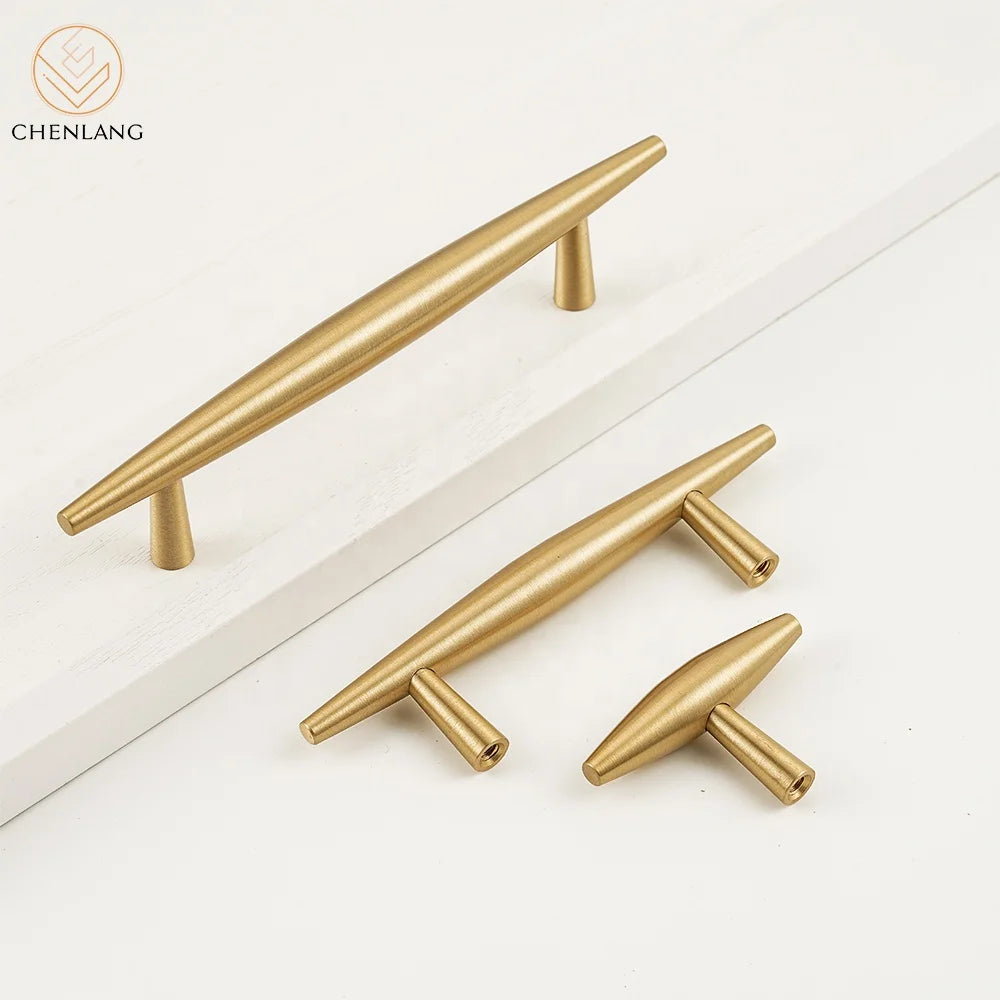 CHENLANG Modern Solid Brass Furniture Handles for Cabinet Doors Kitchen Drawers Dresser Wardrobes Bedroom Bathroom & Living Room