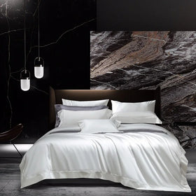 White 100% Cotton Solid Color Quilt Cover Extravagant Bed Sheet 4-piece Home Textile Bedding Set Wholesale