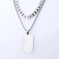 High Quality Custom Logo Double Layer Cuban Link Chain Dog Pendent Hip Hop Men Sweater Necklace Geometric Pendent Necklace Jewel
