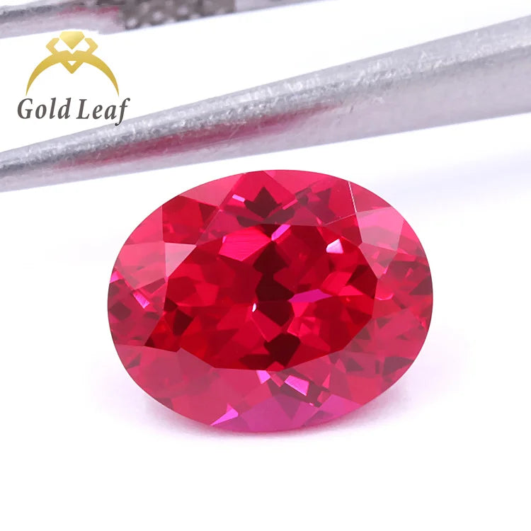Goldleaf Jewelry Hot Sale Price Per Carat Synthetic Flux Lab Grown Ruby Stone Gemstone Oval Rose Jewelry Making Oval Cut 1 Piece