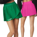 2023 Women Tops Fashionable Custom Logo Fitness Gym Yoga Pleated Tennis Skirt With Side Pocket