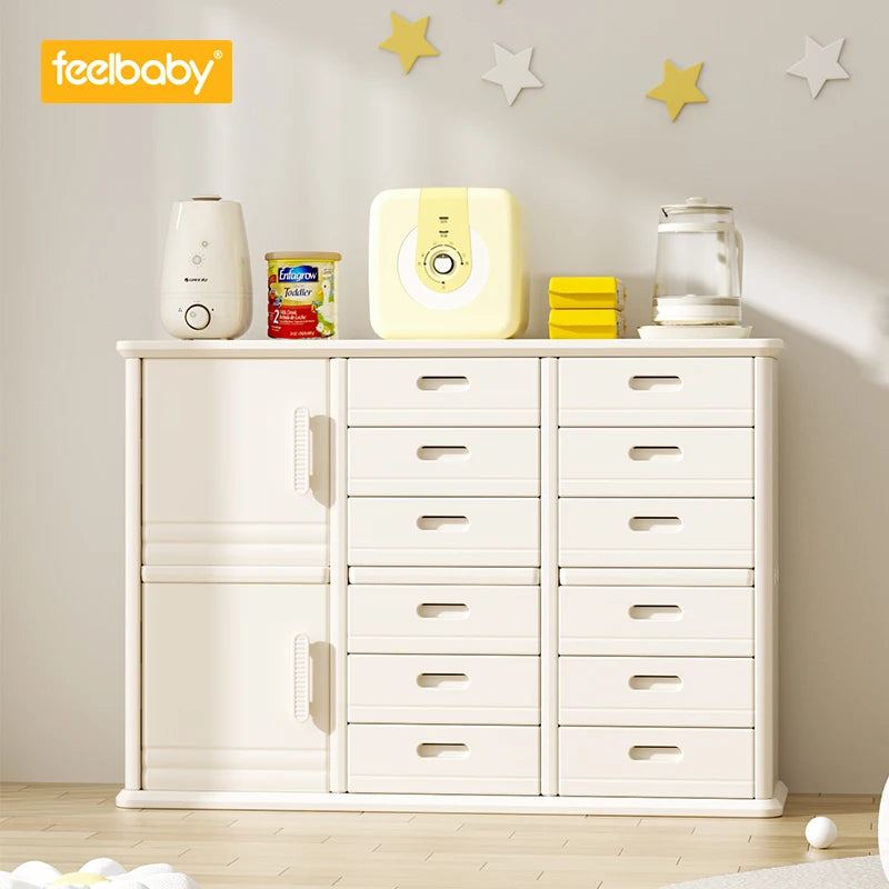 Feelbaby Kids Plastic Drawers Shelves for Toy Storage and Feeding Table Furniture for Bedroom Living Room Bathroom School Use
