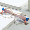 Elegant Personality Big Frame Cat's Eye Computer Blue Light Blocking Eyewear Fashion Metal Half-frame Eyebrows Glasses