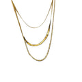 HOVANCI 18K Gold Plated 3mm Snake Chain Necklace Trendy Stainless Steel Triple Layer for Weddings and Gifts