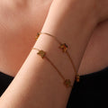 Fashion Butterfly Double Layer Thin Round Snake Chain Stainless Steel Five Heart Women Bracelet Jewelry Hypoallergenic