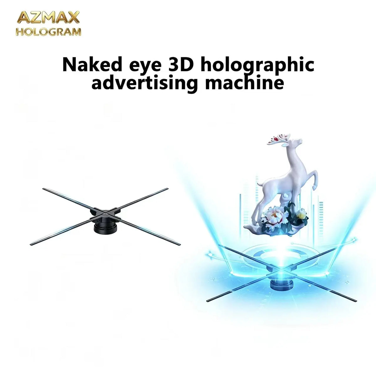 AZMAX High Quality 3D Horogram Fan Desktop Display Stand Stylish 65cm 768 LED Tabletop Display for Exhibitions and Parties MegaBDM