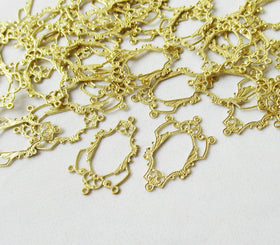 Brass Earring Charm 16.5x27mm Stamping Filigree Findings