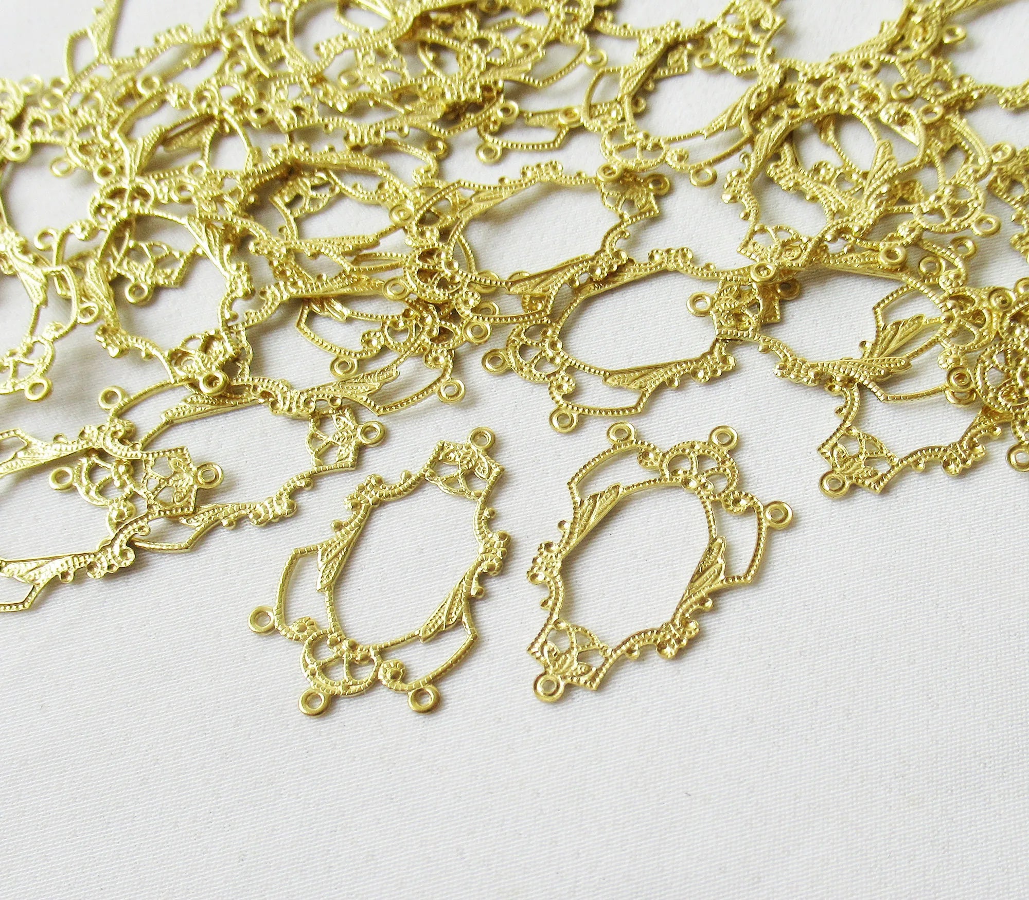 Brass Earring Charm 16.5x27mm Stamping Filigree Findings