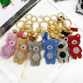 Cute Teddy Bear Pattern Crystal Car Keychains Luxury Teddy Bear Tassels Keychain Children Gift Rhinestone Bear Keychain Bling