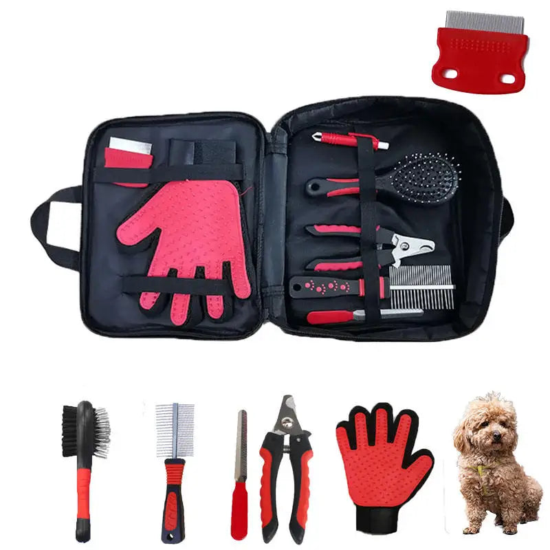 7 in 1 Durable Eco-Friendly Silicone Plastic Pet Cleaning Grooming Kit with Custom Logo for Dogs and Cats