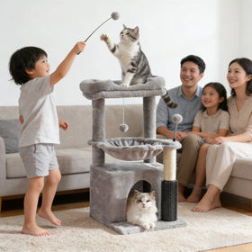 Integrated Wooden Cat Climbing Frame Cat House Sisal Scratching Post Jumping Platform Minimalist Design Cat Tree Carton