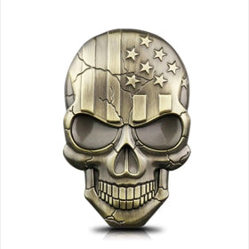 GREPAS GIFTS 3D Devil Death USA Flag Metal Car Motorcycle Emblem Badge Sticker Decal With 3M Self Adhesive