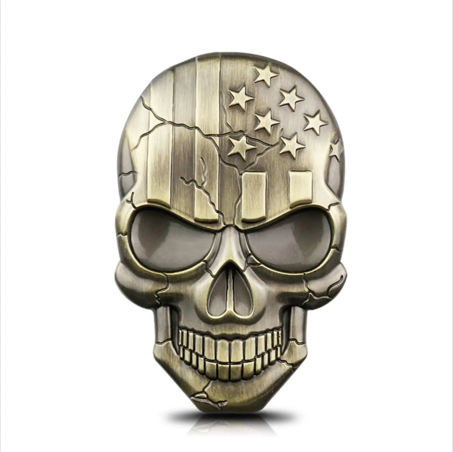 GREPAS GIFTS 3D Devil Death USA Flag Metal Car Motorcycle Emblem Badge Sticker Decal With 3M Self Adhesive