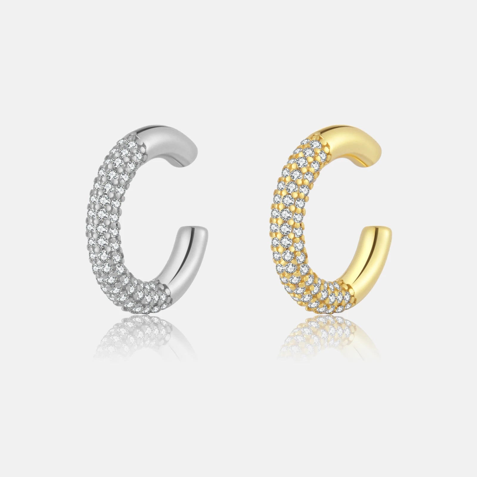 FUAMAY Simple Single Ear Cuff Earrings 925 Silver Small Chunky Clip on Pave Earrings