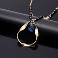 Vintage Water Alloy Drop Pendant Natural Stones Long Sweater Chain for Women