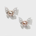 Boutique 925 Sterling Silver 7mm Purple Pearl Drop Earrings - Butterfly Shape jewelry set fashion jewelry set earring set Ann