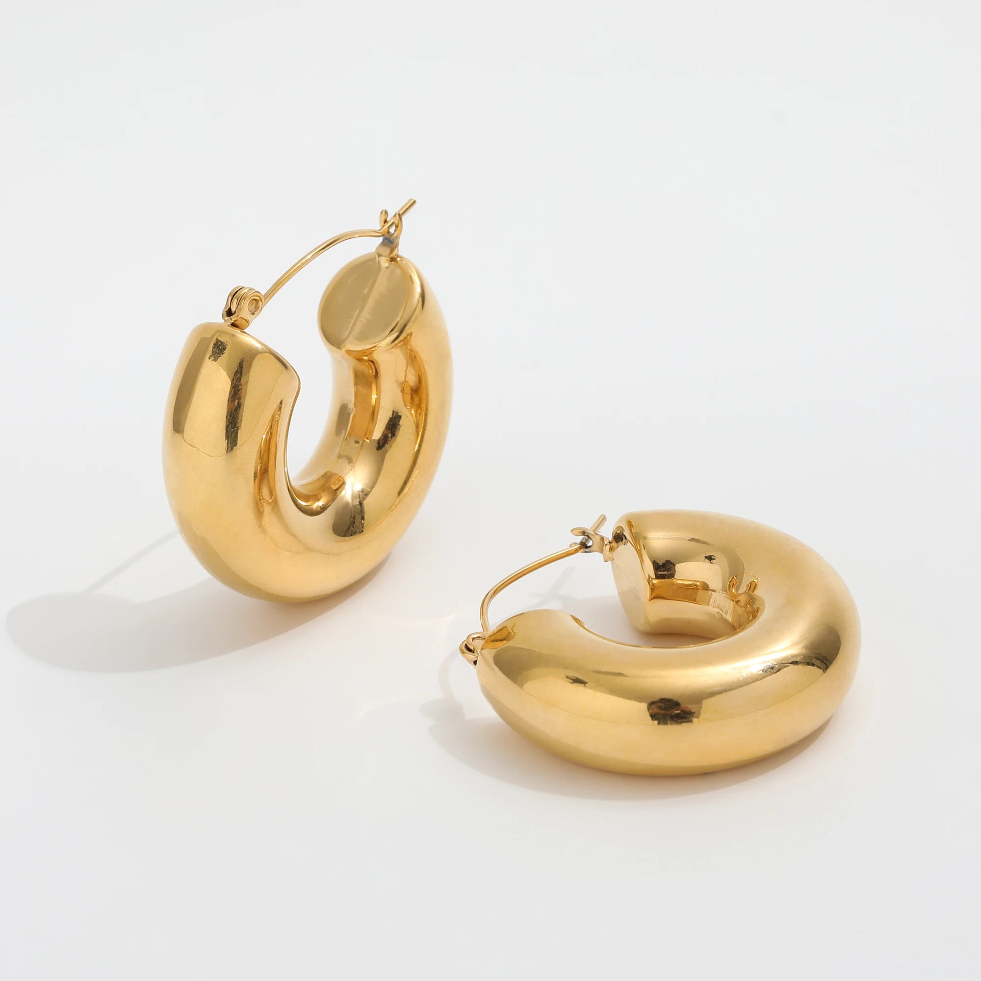Minimalist Chunky Hollow Tube Hoop Earring Trendy Earring Stainless Steel Jewelry