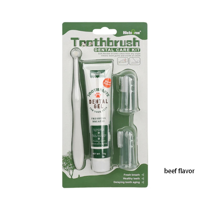 RTS Dog Toothpaste Teeth Cleaning and Fresh Breath Dental Care Gel Dog Teeth Cleaning Kit Dog Toothpaste Kit Pet Tooth Brush