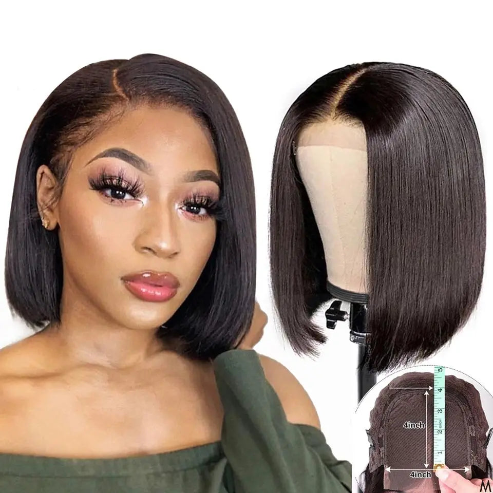 8inch 4x4 Lace Closure Wig Wholesale Middle Left Right Side Part100% Brazilian Human Hair Wigs for Black Women
