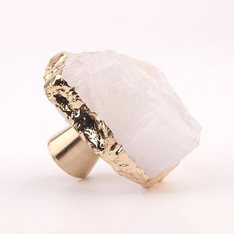 DIY Crystal With Gold Platting Wholesale Usage Agate Door Knob Agate Slice Holder Decoration