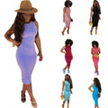 2026 New Arrivals Wholesale Sleeveless Solid Color Dress Women Summer Bodycon Dresses