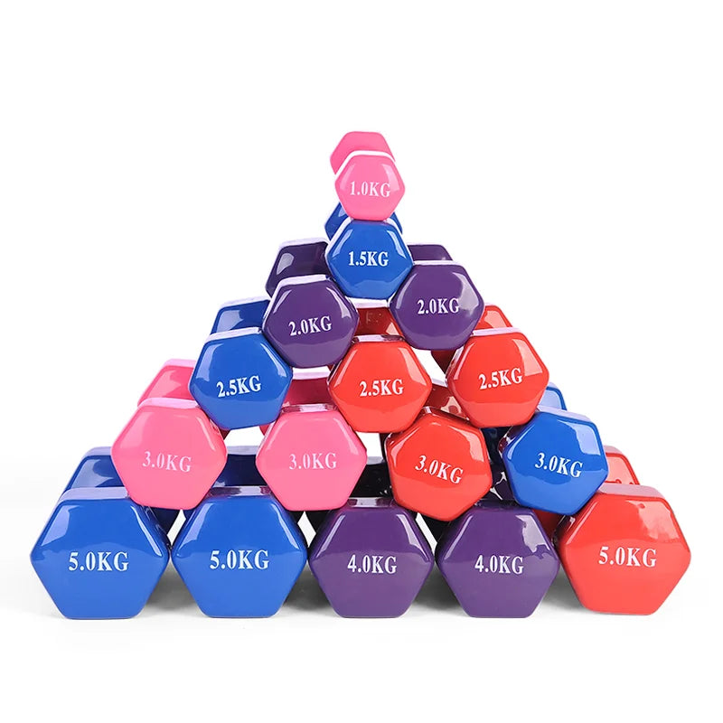 Wholesale  Gym Fitness Training Equipment Portable Colorful Rubber Hex Dumbbell