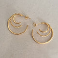 2024 Dazan New Fashion 18k Gold Plated Water Resistant 316l Stainless Steel Twist Big Three Layer Three Hoop Earrings for Women