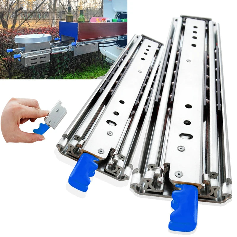 9308High Loading 225KG Load Rating Heavy Duty Locking Drawer Slide Steel Pickup Cargo Drawers Slide Tray Truck Bed Slide Tray