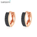 LUOTEEMI Women Earrings Hoops Hoop Earrings Cubic 3colors Gold Plated Small Diamond Huggie Hoop Earrings
