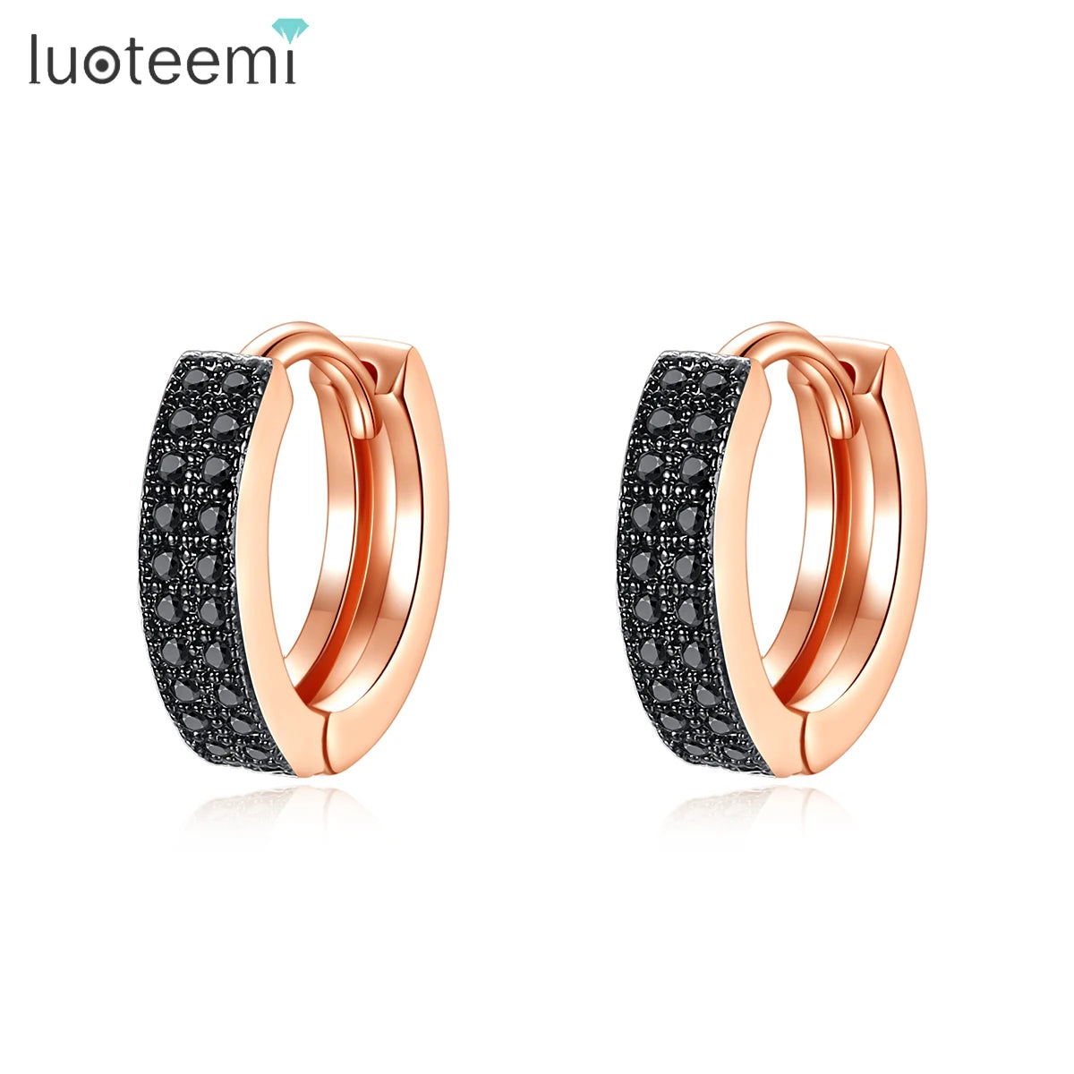 LUOTEEMI Women Earrings Hoops Hoop Earrings Cubic 3colors Gold Plated Small Diamond Huggie Hoop Earrings