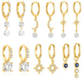 De Blue Zircon 925 Silver Hoop Earrings 18K Gold Plated Zirconia Drop Earring Water Drop 925 Silver Hoop Earrings